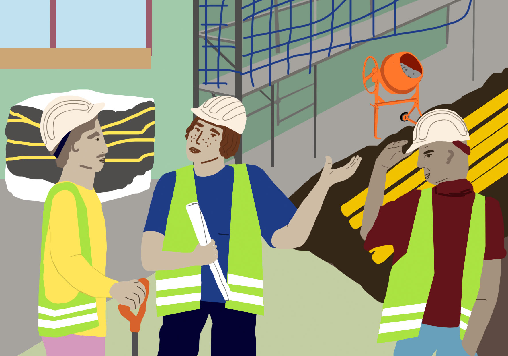 Das Bild zeigt ein Einzelbild einer Reihe von Illustrationen zum Thema Berufswahl für Jugendliche gestaltet von Strahlenkatzen Studio für Grafikdesign in Köln